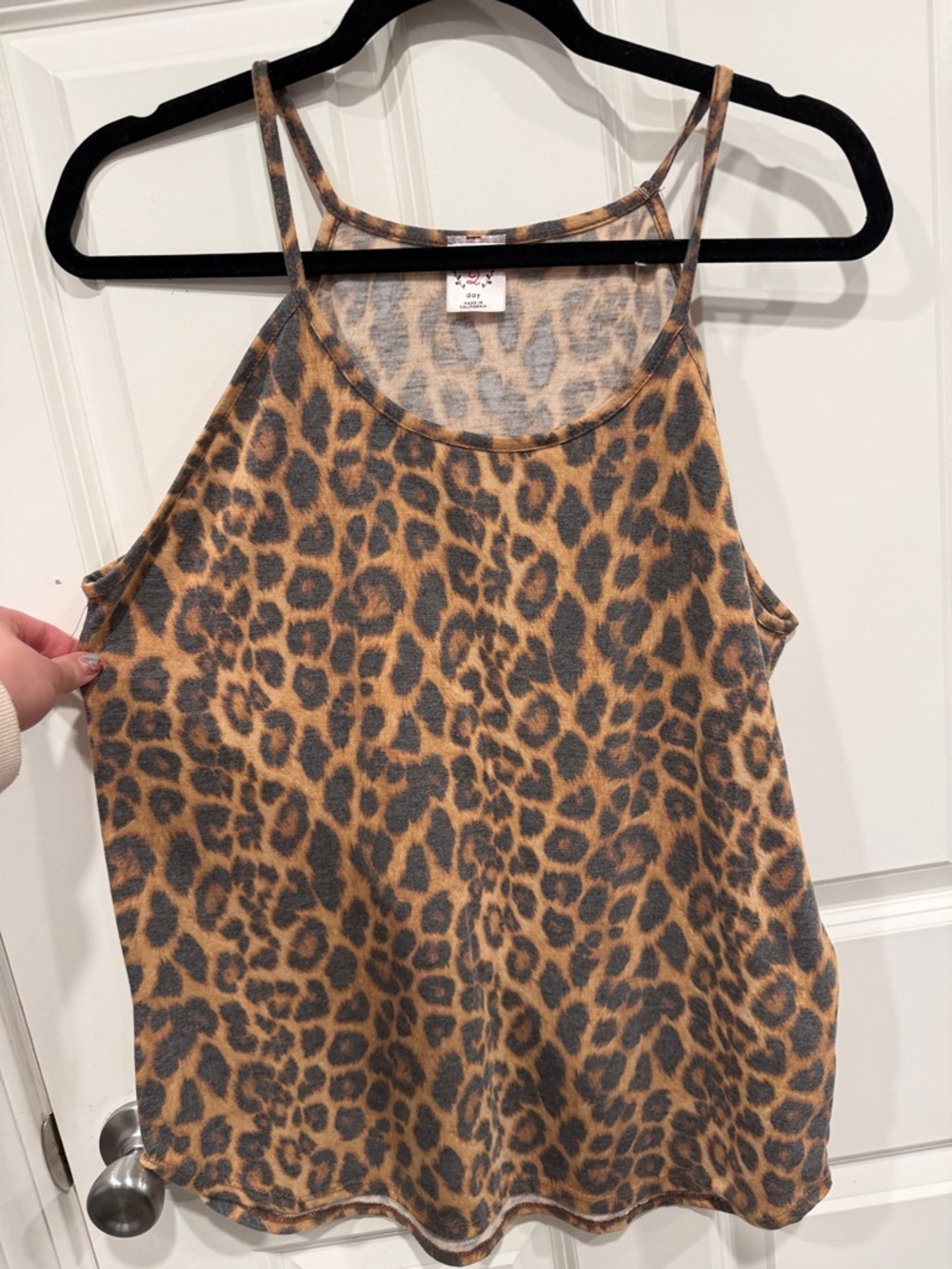 Leopard Print Spaghetti-Strap Cami in Brown